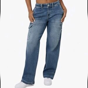 True Religion Women's Cargo SN Straight Carpenter Jeans Wintry Wash NWT Size 29